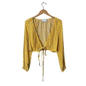 Rhode x Target Yellow‎ Floral Tie-Front Crop Top